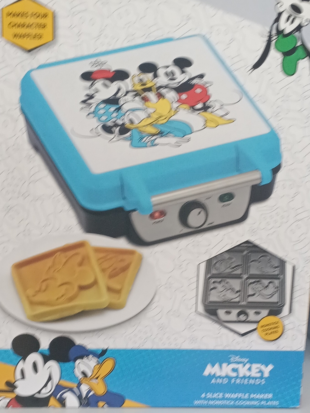 Disney Mickey & Friends Turquoise Nonstick Waffle Maker